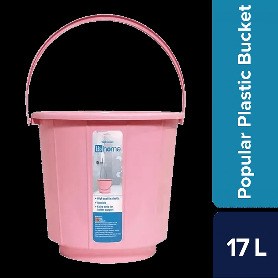 bb home Popular Plastic Stripe Bucket - Pink