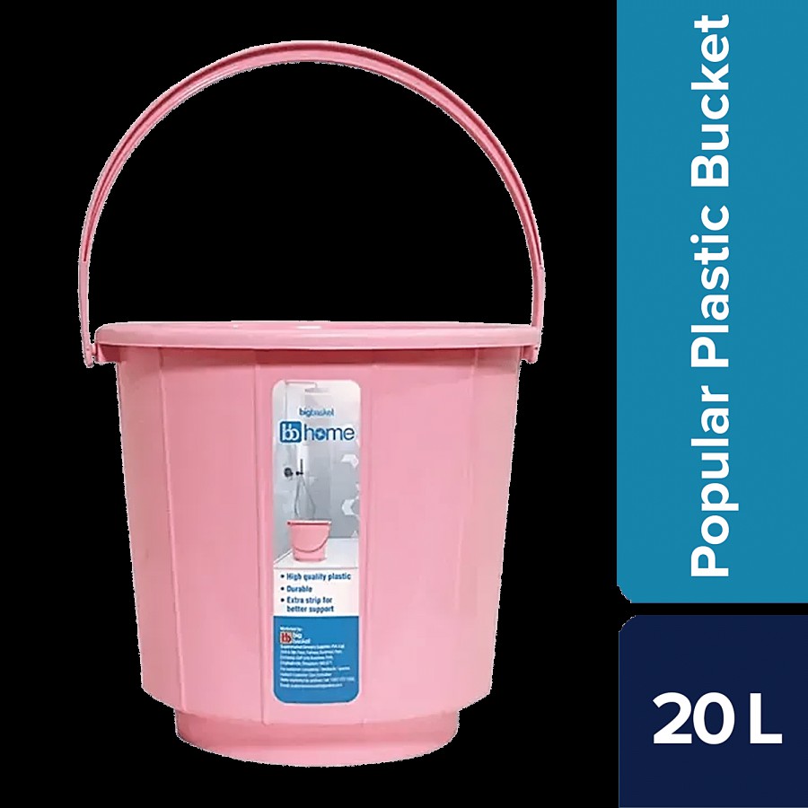 bb home Popular Plastic Stripe Bucket - Sturdy & Durable