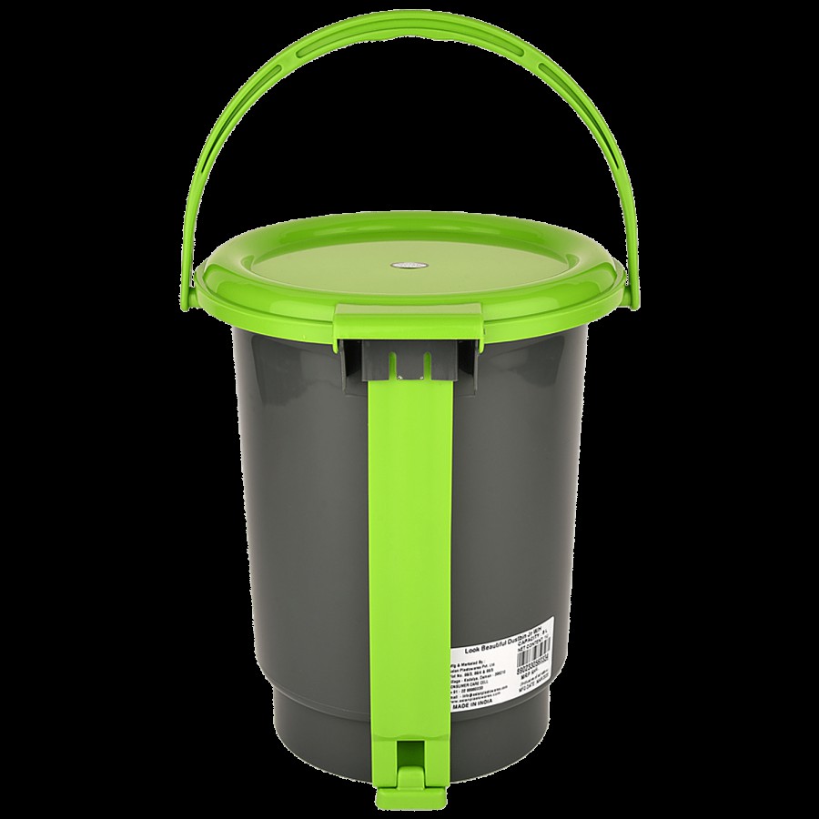 Asian Look Beautiful Dustbin Jr 8 Ltr with Handle - Green