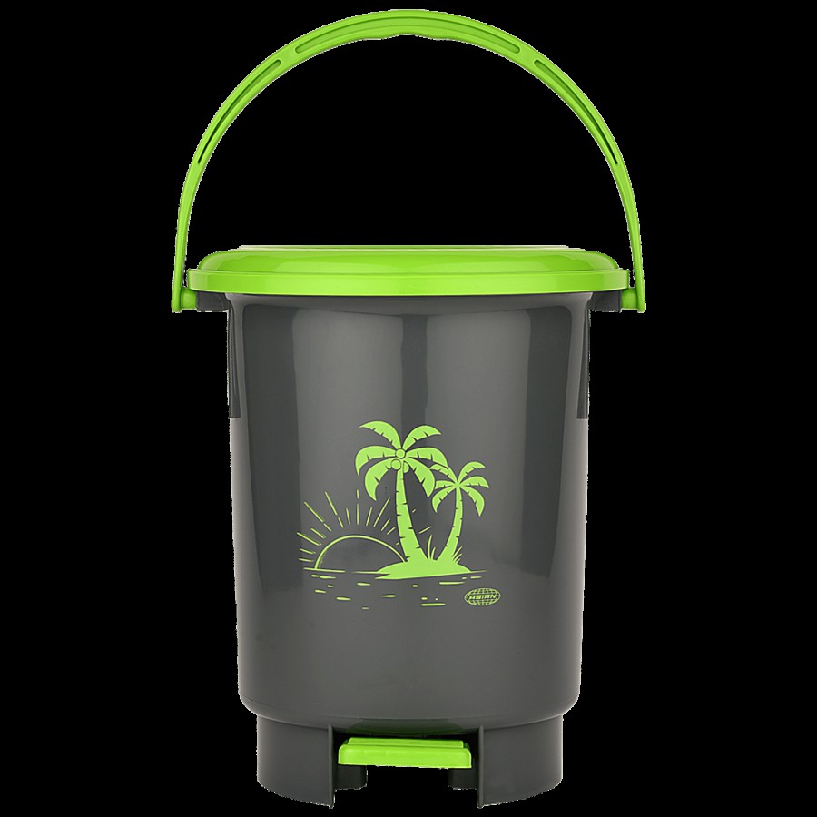 Asian Look Beautiful Dustbin Jr 8 Ltr with Handle - Green