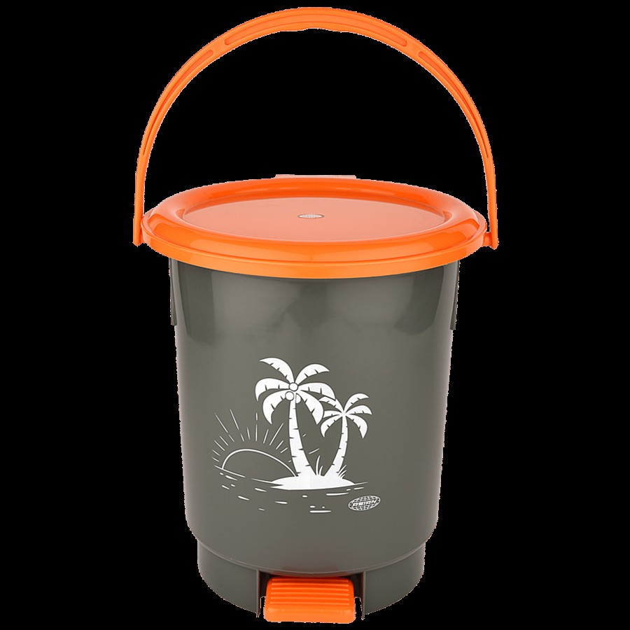 Asian Look Beautiful Dustbin Jr 8 Ltr with Handle - Orange