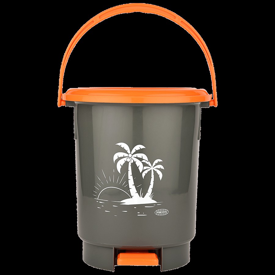 Asian Look Beautiful Dustbin Jr 8 Ltr with Handle - Orange