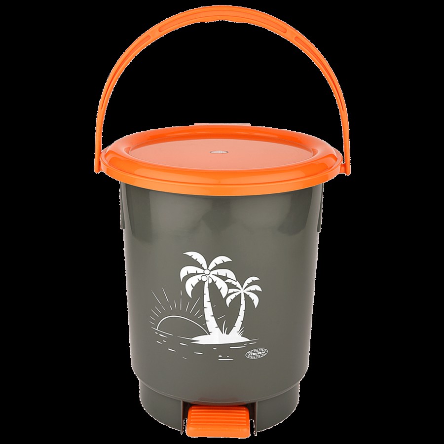 Asian Look Beautiful Dustbin Sr 11.5 Ltr with Handle - Orange