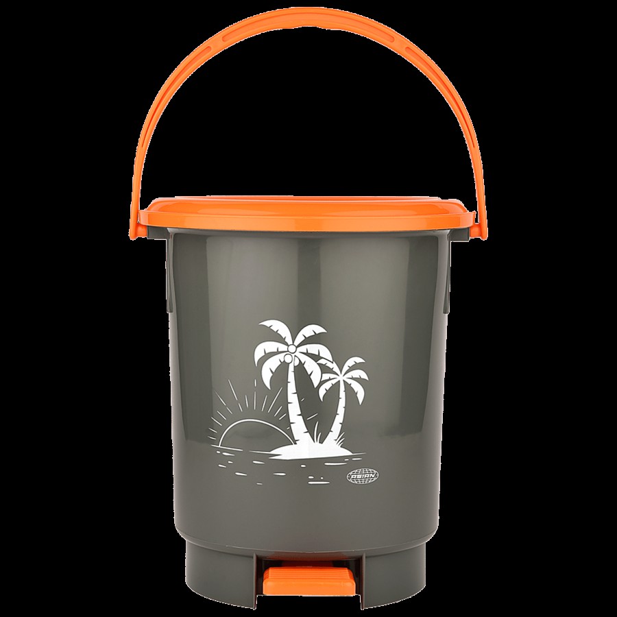 Asian Look Beautiful Dustbin Sr 11.5 Ltr with Handle - Orange