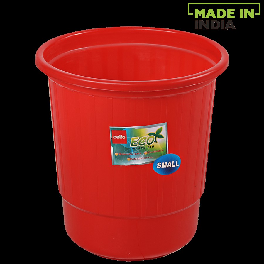 Cello Eco Waste Plastic Dustbin / Garbage Bin - Red