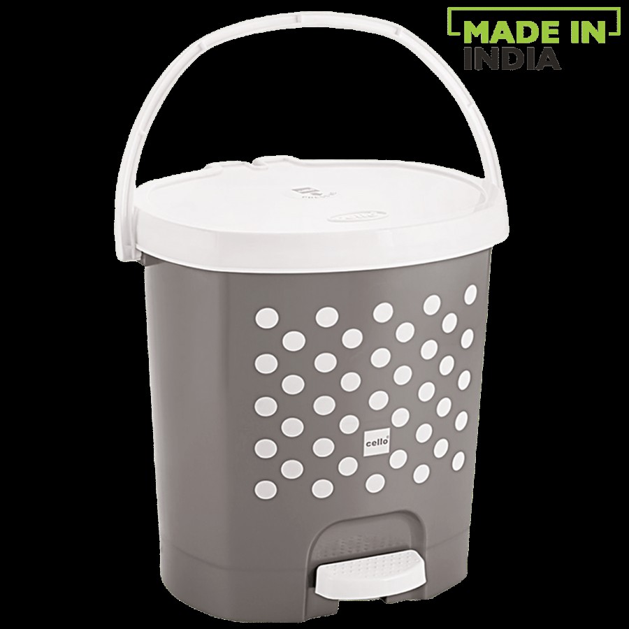 Cello Fusion Plastic Pedal Dustbin / Garbage Bin - Grey