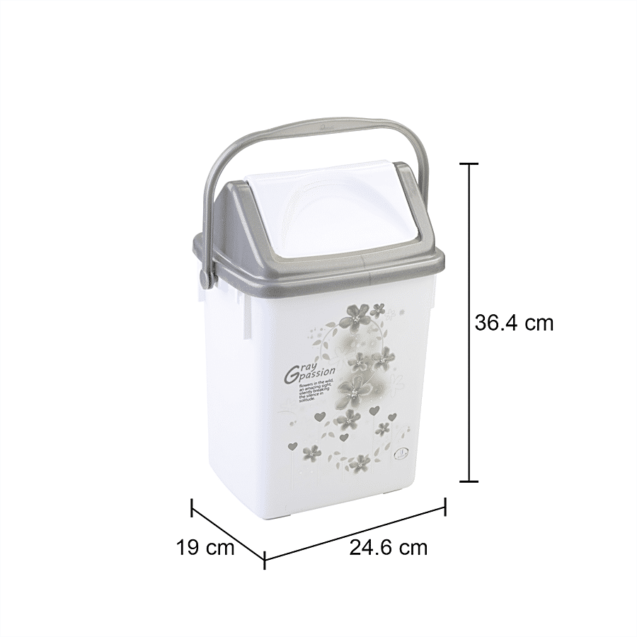 JOYO Happy Home Plastic Dust Bin Medium Printed - Grey