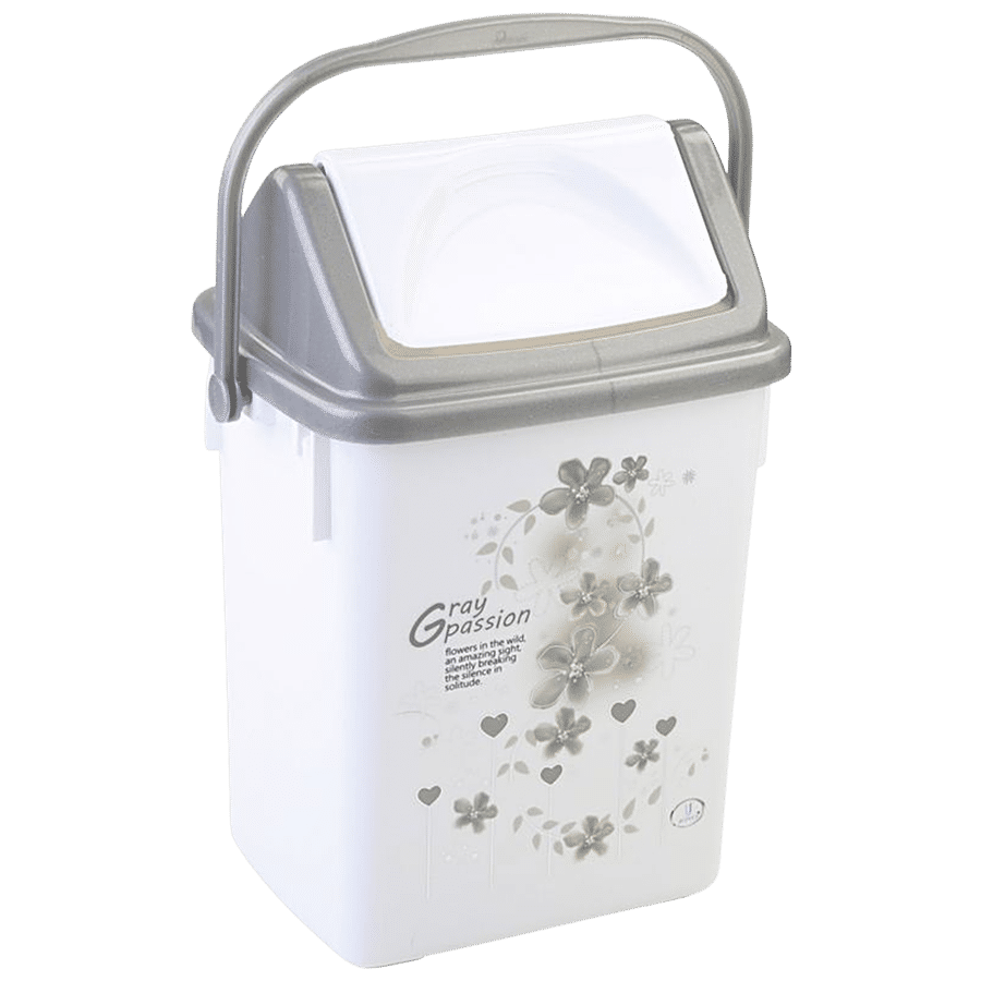 JOYO Happy Home Plastic Dust Bin Medium Printed - Grey