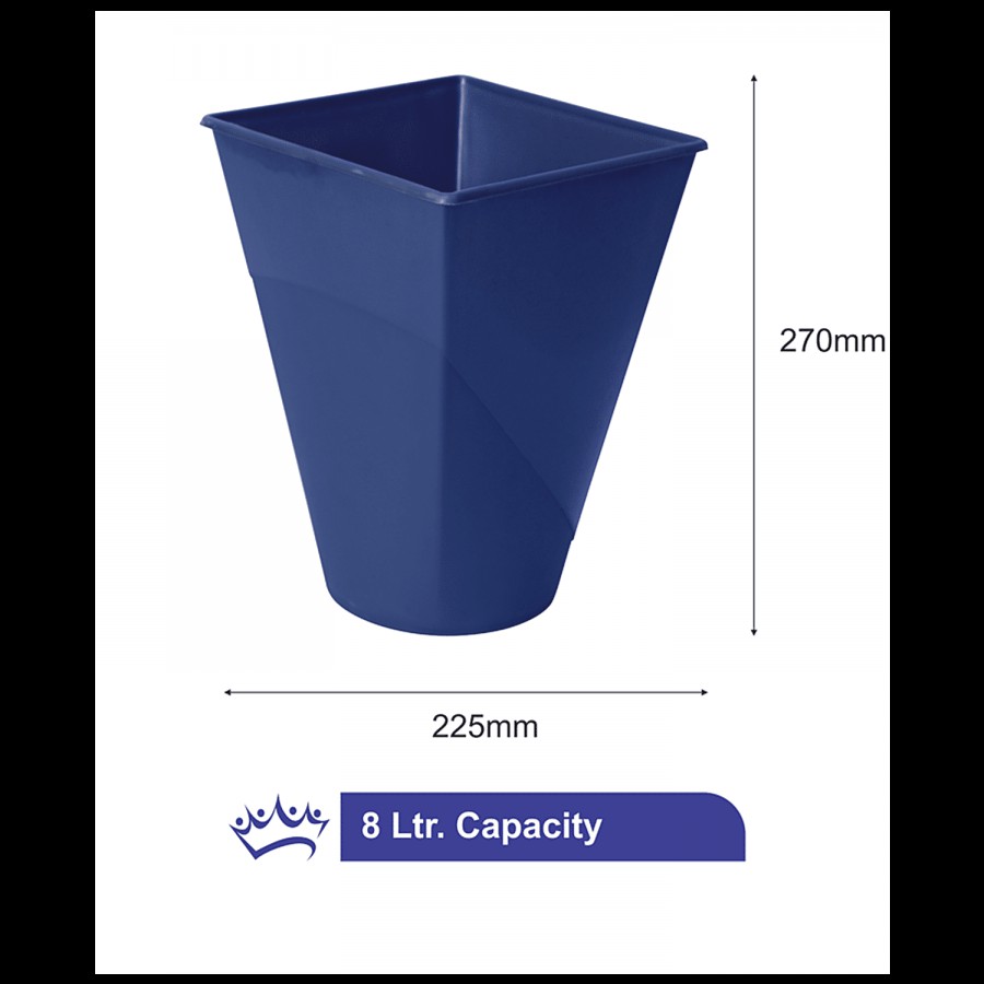 Princeware Open Square Dustbin / Garbage Bin Bucket - Blue Colour