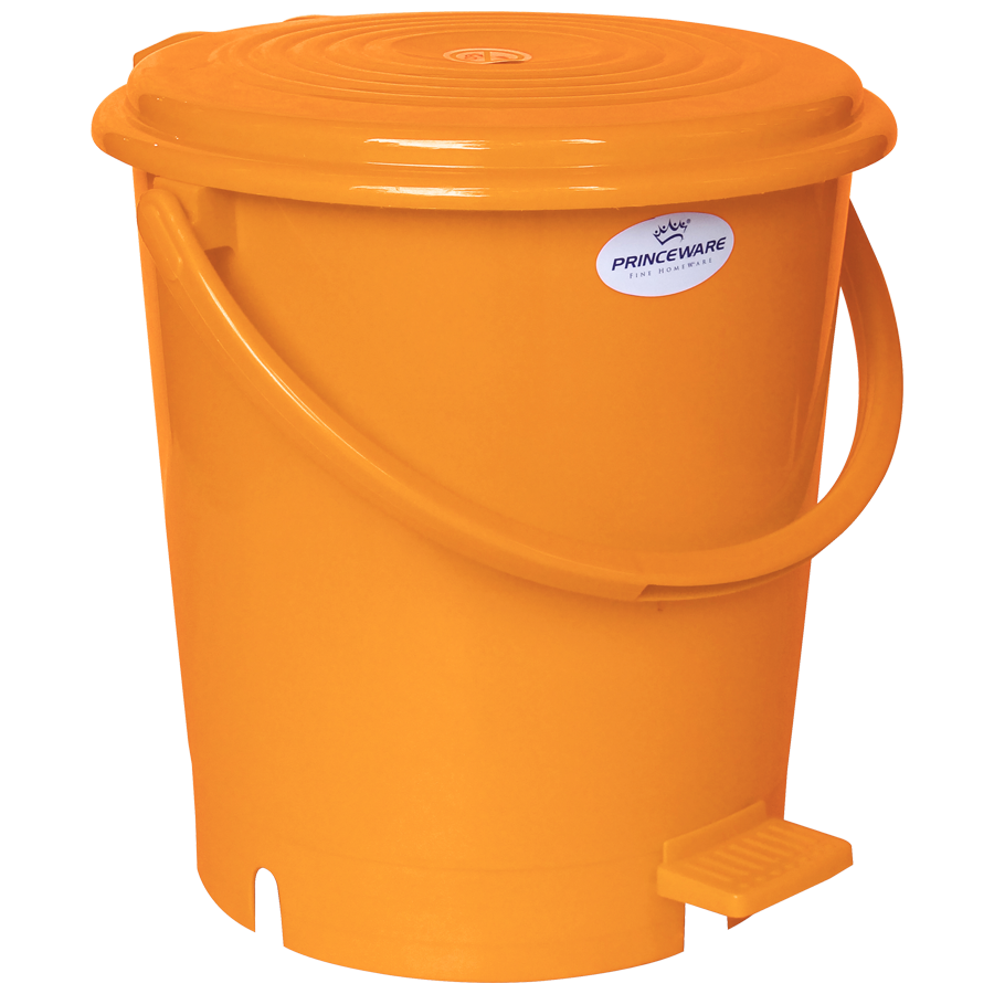 Princeware Pedal Plastic Dustbin / Garbage Bin with Lid - Orange Colour