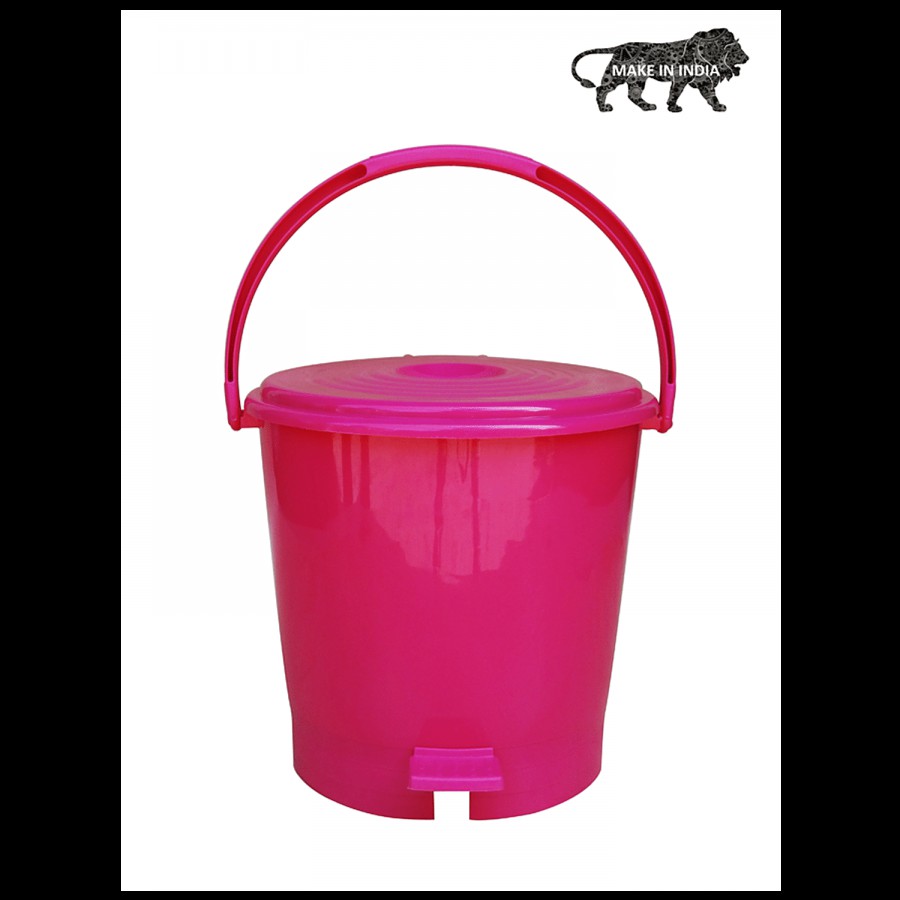 Princeware Pedal Plastic Dustbin / Garbage Bin with Lid - Pink Colour