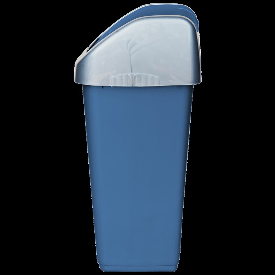 Princeware Plastic Swing Dustbin / Garbage Bin with Lid - Blue Colour