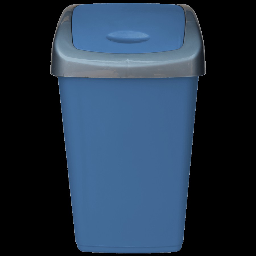 Princeware Plastic Swing Dustbin / Garbage Bin with Lid - Blue Colour