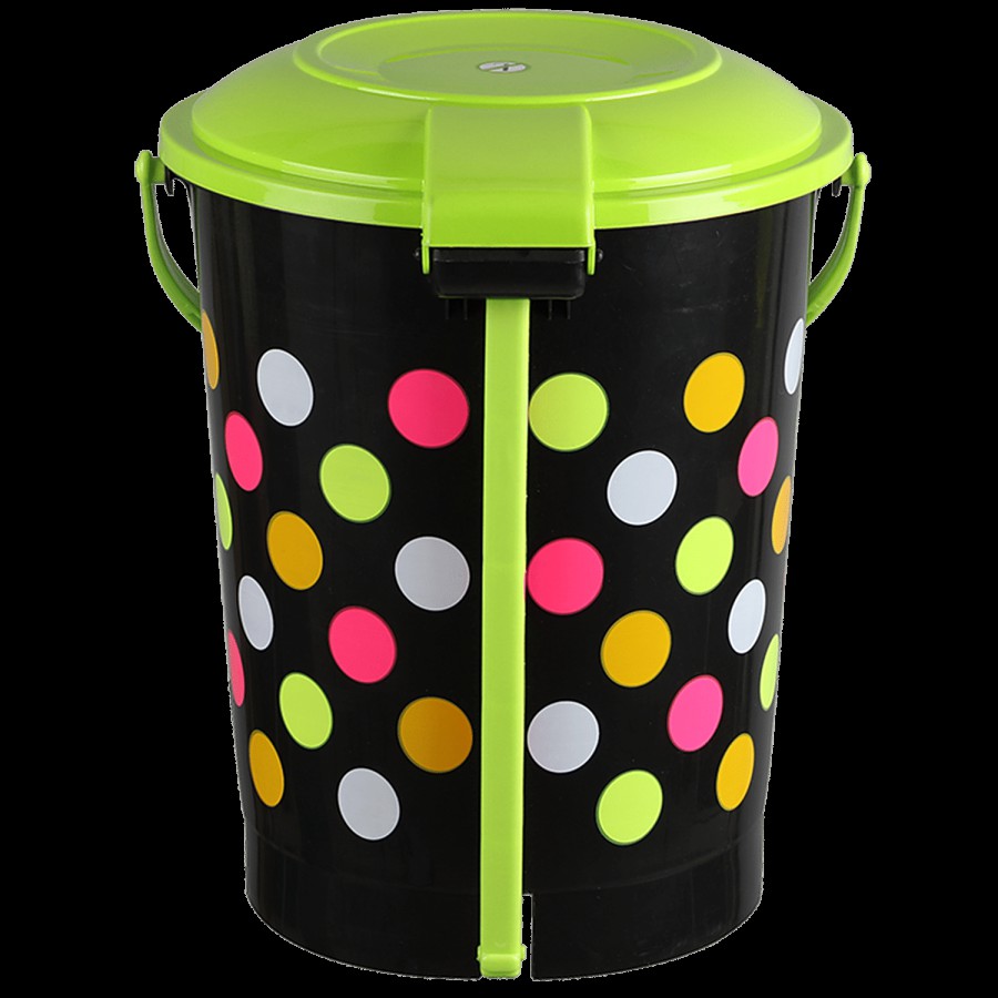 Ratan Plastic Dustbin/Garbage Bin - Green With Black