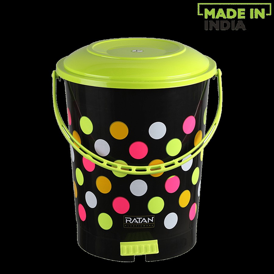 Ratan Plastic Dustbin/Garbage Bin - Green With Black