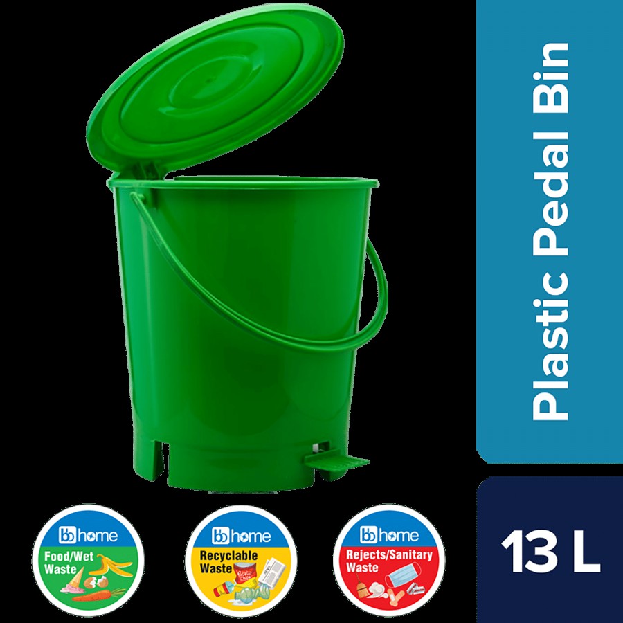 bb home Plastic Pedal Dustbin / Trash Can / Garbage Waste Bin - With Lid For Home