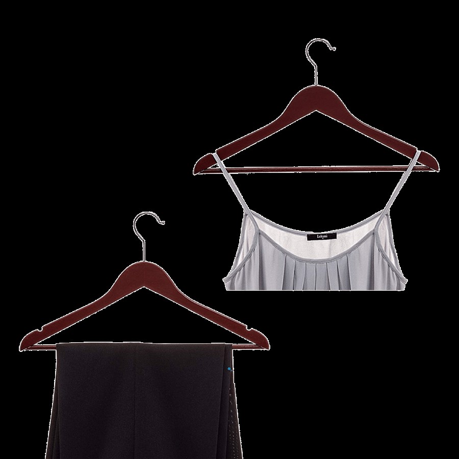 HAZEL Retro Solid Wood & Steel Cloth Hangers Set - High Quality