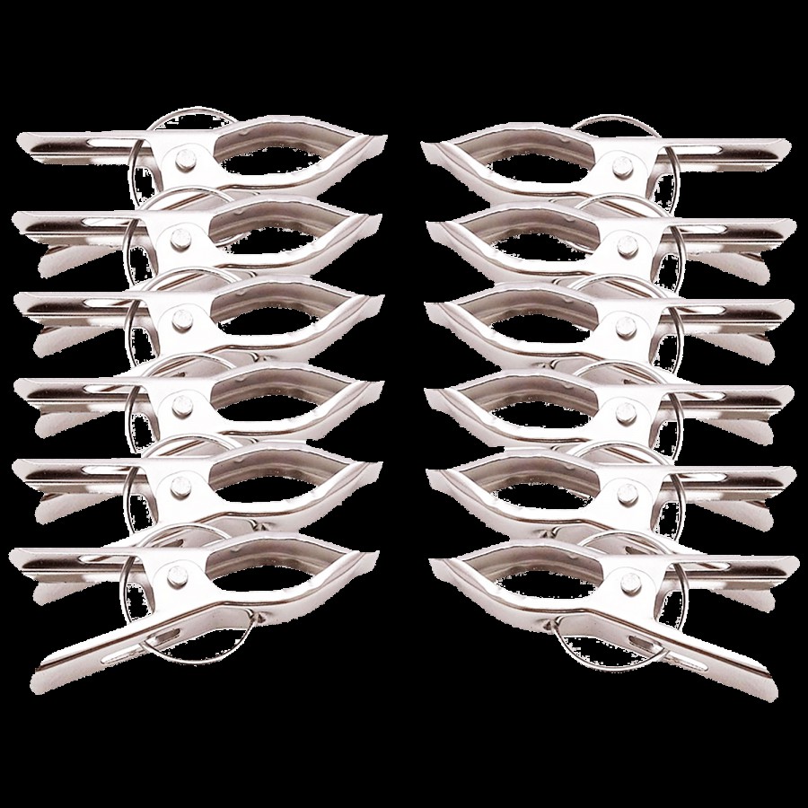 Kuber Industries Stainless Steel Hanging Pegs/Clips Set - Strong & Durable