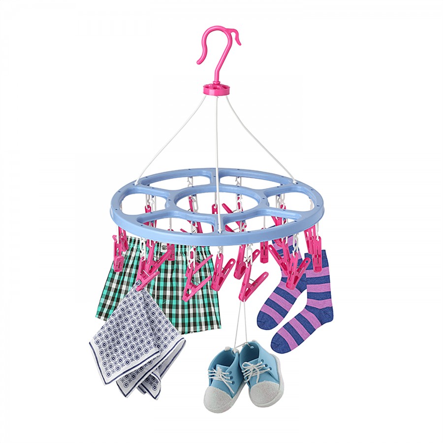 Mr. Boss Round Cloth Drying Hanger Stand/Kids Hanger With 24 Clips