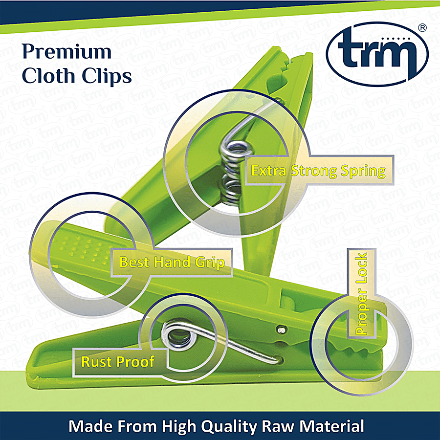 Trm Premium Plastic Hanging Cloth Drying Clips - 2mm