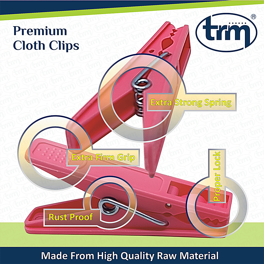 Trm Premium Plastic Hanging Cloth Drying Clips - 2mm