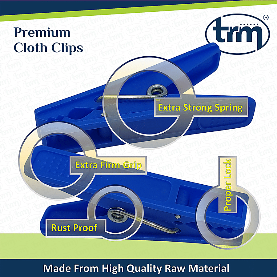 Trm Premium Plastic Hanging Cloth Drying Clips - 2mm