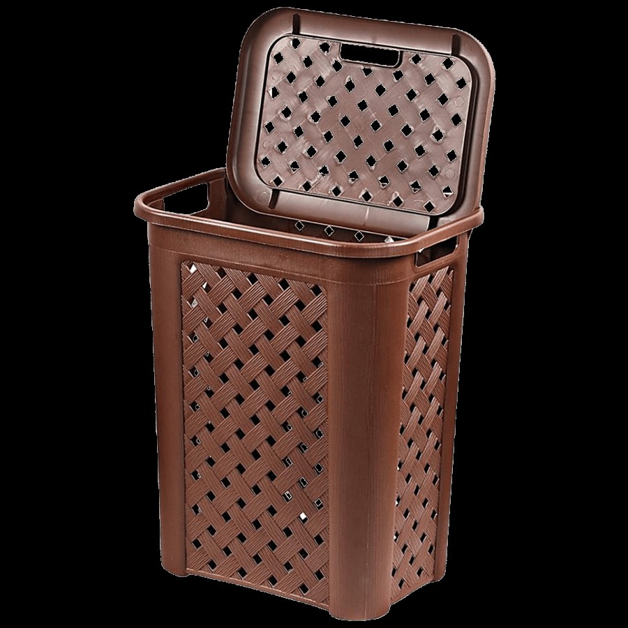 Cello Classic Plastic Laundry Basket With Lid - Brown