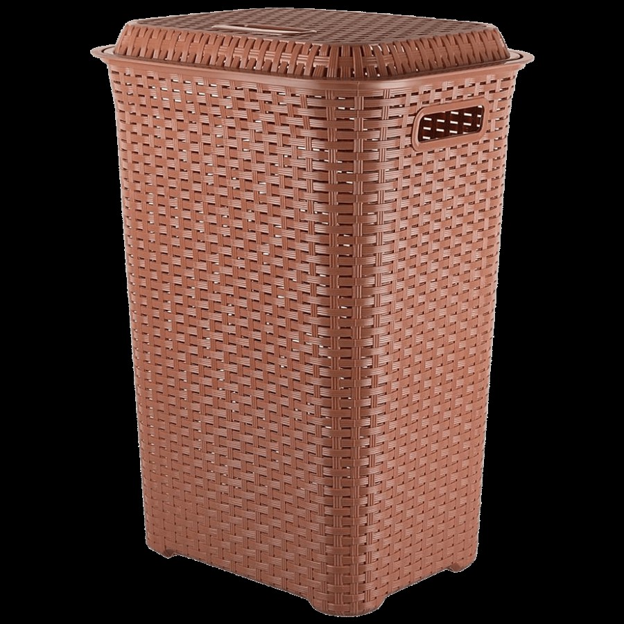 Cello Eliza Plastic Laundry Basket With Lid - Brown