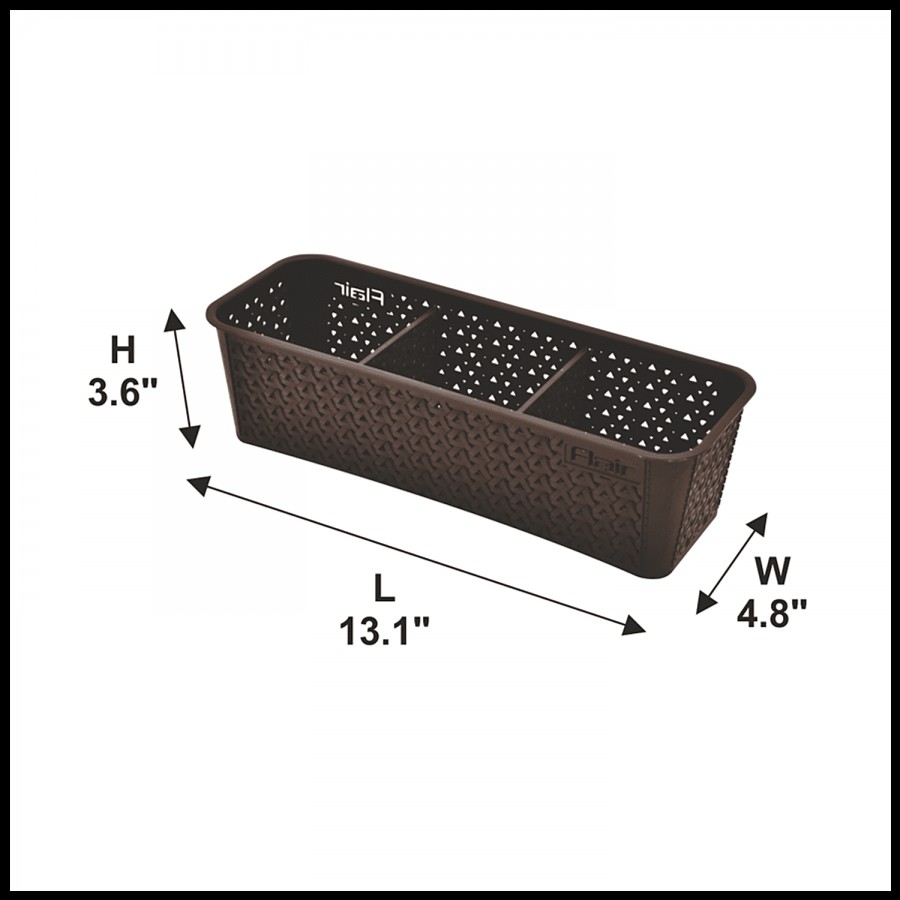 Flair Plastics Ultrahome Rectangle Basket - With Partition