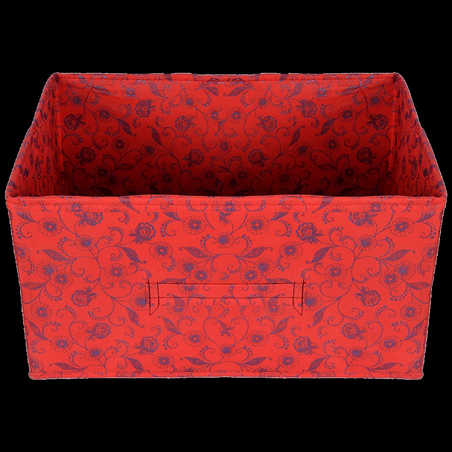 Kuber Industries Metallic Floral Printed Storage Organiser - KUBMART3489