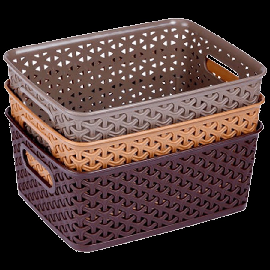 Kuber Industries Plastic Solitaire Storage Basket - With Lid