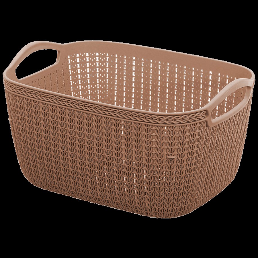 Kuber Industries Unbreakable Plastic Storage Basket - With Handle