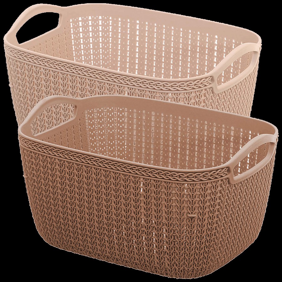 Kuber Industries Unbreakable Plastic Storage Baskets - With Handles