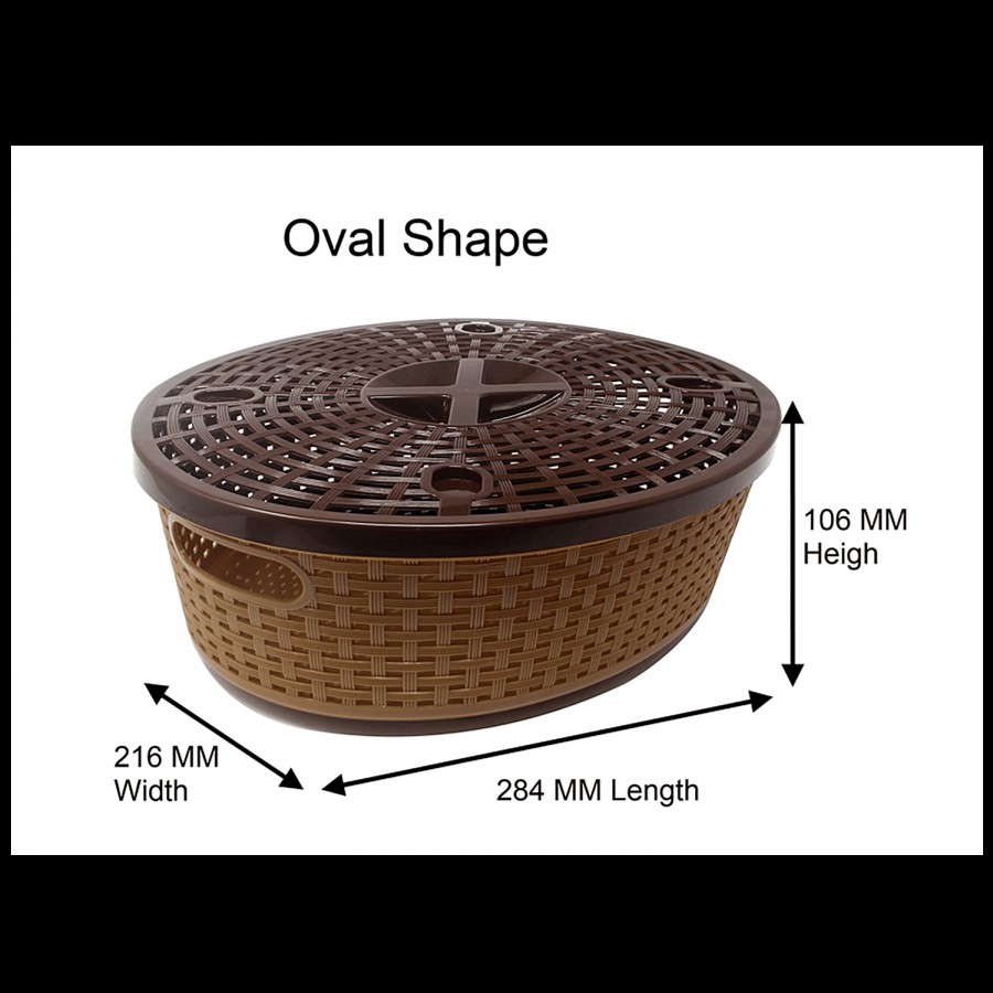 Nakoda Coco Oval Basket With Lid - Medium