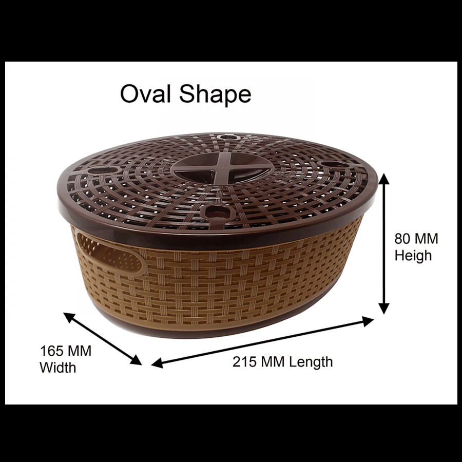 Nakoda Coco Oval Basket With Lid - Small