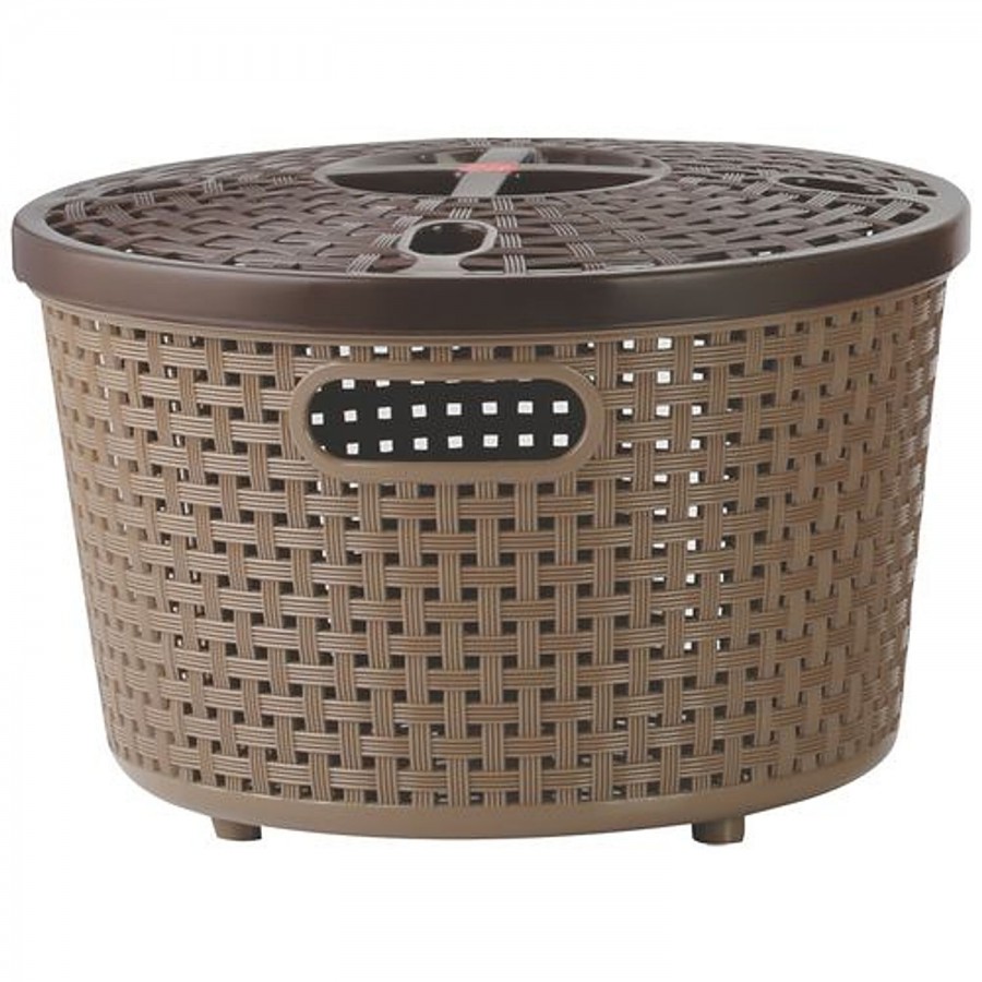 Nakoda Plastic Basket With Lid - Round