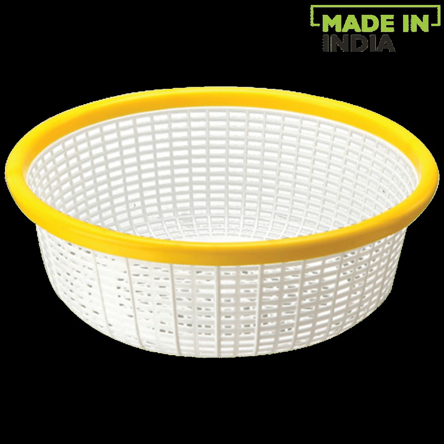 Ratan Plastic Basket Fruit & Vegetable Colander/Strainer - Small