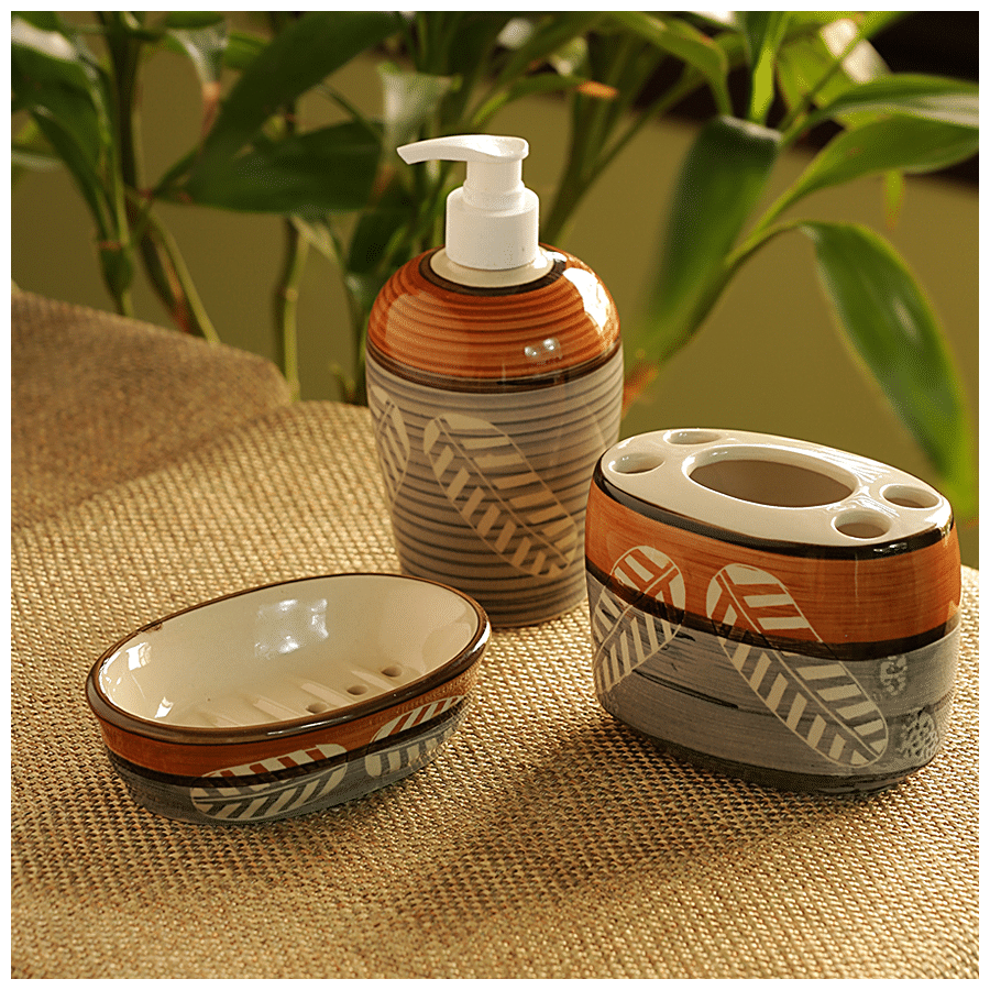 ExclusiveLane Hand-Painted Ceramic Bathroom Accessory - Elegant Design