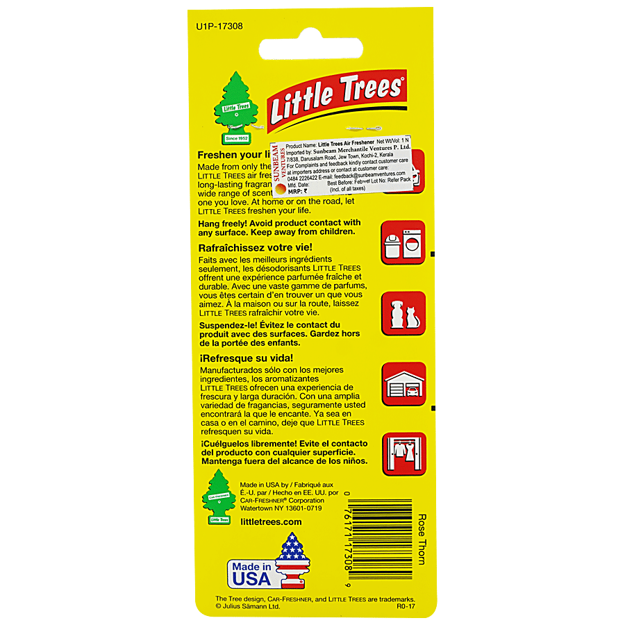 Little Trees Rose Thorn Air Freshener Fragrance For Home & Car Use