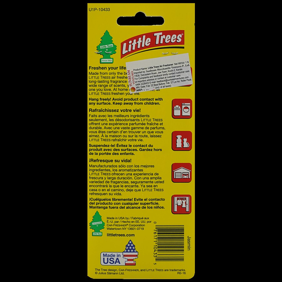 Little Trees Jasmin Air Freshener For Car - Long Lasting Fragrance & Scent