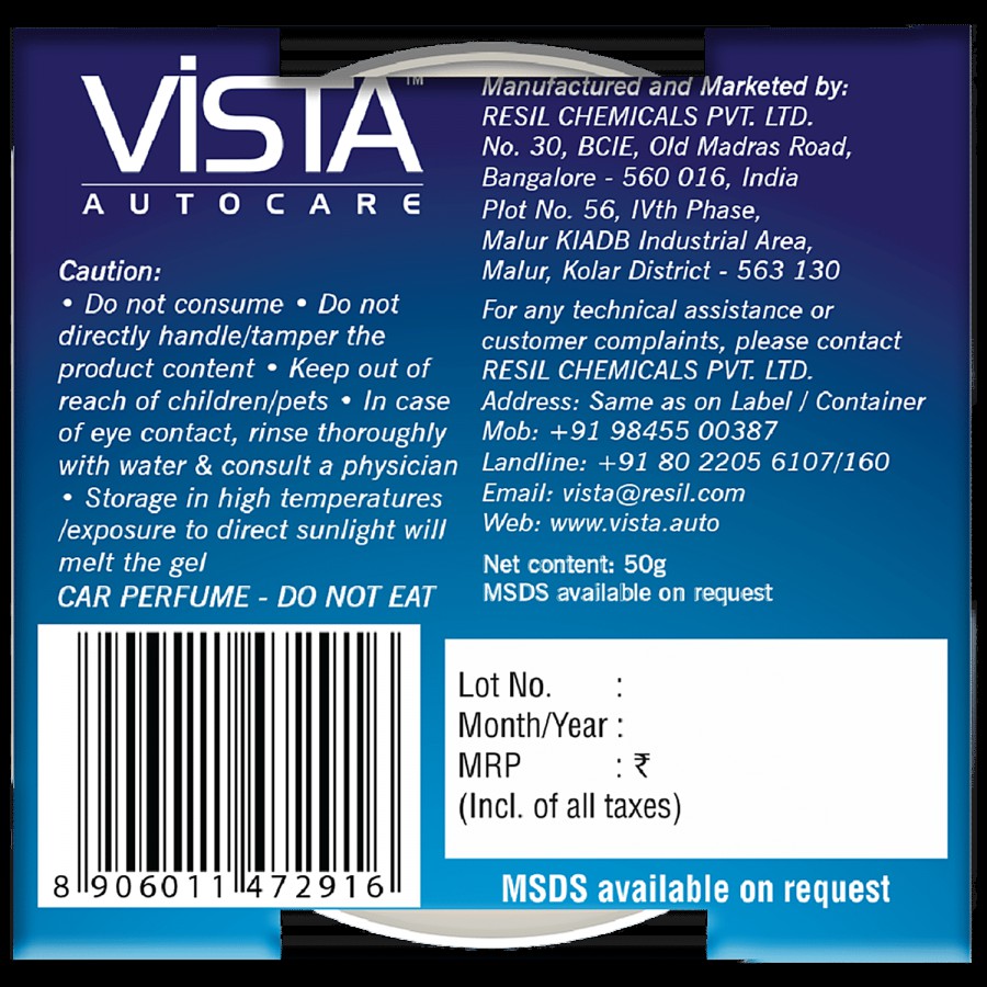 Vista Aura Air Freshener Gel - Black Ice