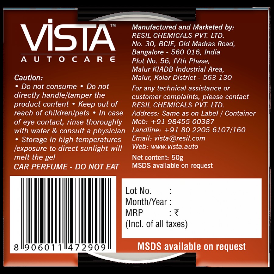 Vista Aura Air Freshener Gel - Musk