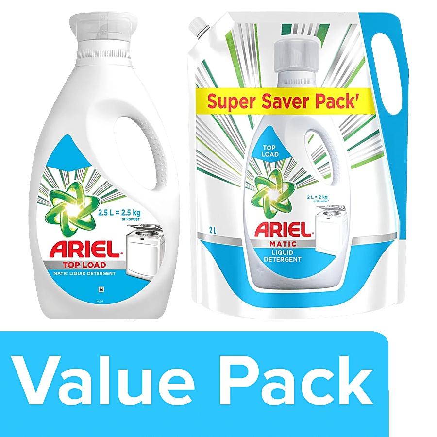 Ariel Matic Liquid Detergent Top Load 2 L (Get 500ml Free) + 2 L Super Saver Pack