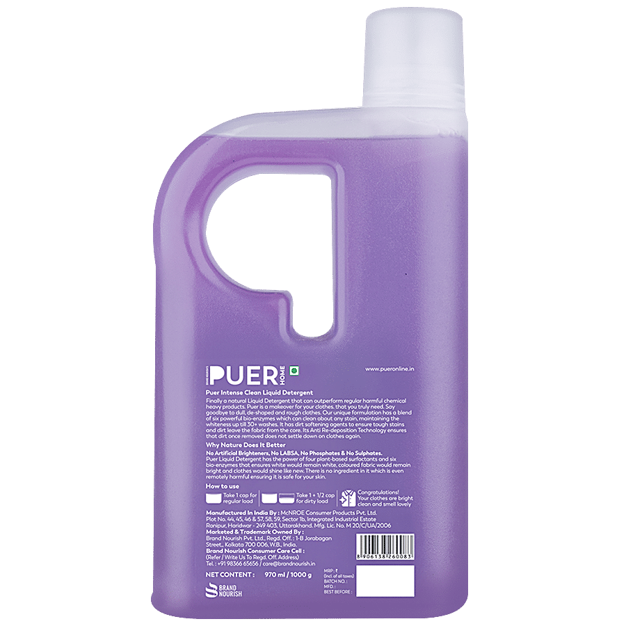 Brand Nourish's PUER Intense Clean Liquid Detergent - Bio Enzymes