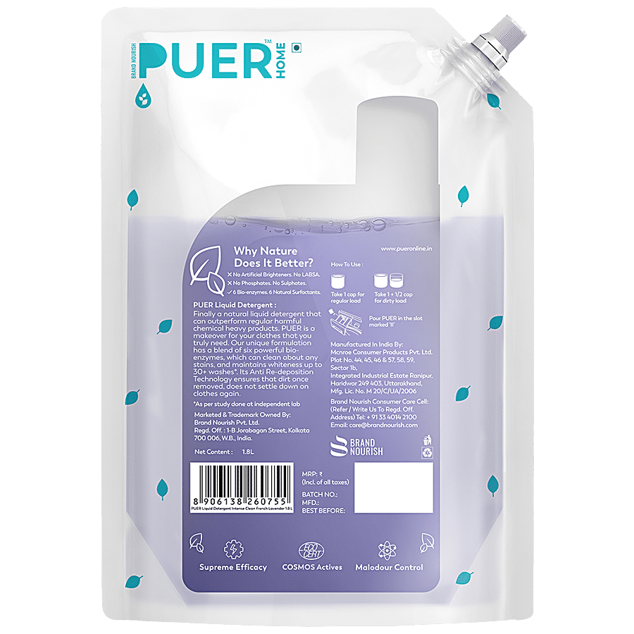 Brand Nourish's PUER Liquid Detergent Intense Clean - French Lavender