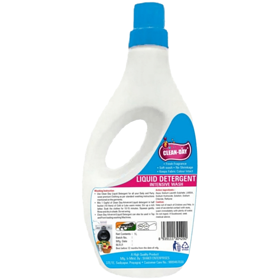 Clean Day  Advanced Liquid Detergent - For Both Hand & Machine Wash