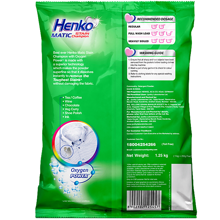 Henko Matic Stain Champion Detergent Powder - Front & Top Load