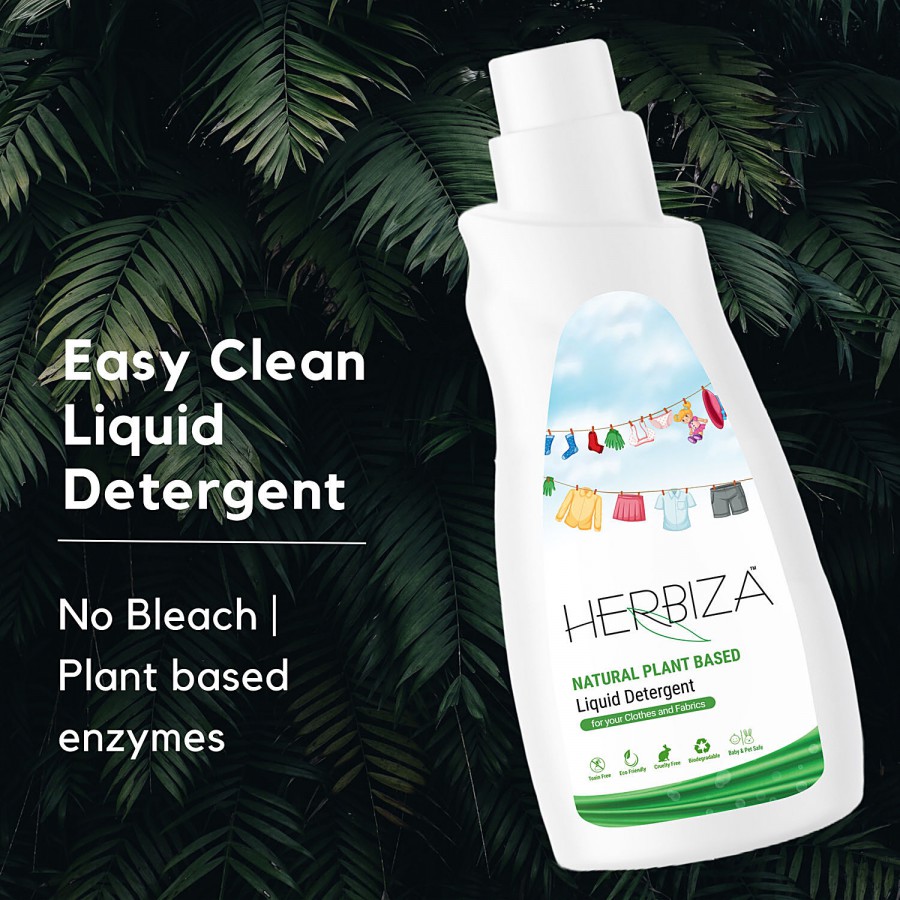 Herbiza Natural Plant Based Liquid Detergent - Removes Tough Stains