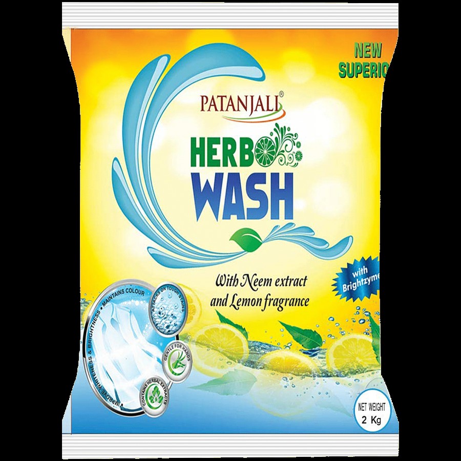 Patanjali Herbo Wash Detergent Powder - Neem Extract & Lemon