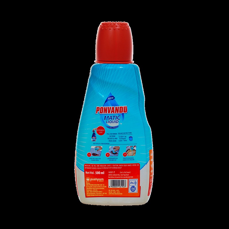 Ponvandu Matic Liquid Detergent - Cleans Off Dirt